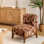 Voir la diapositive 6 : ATMOSPHERA Fauteuil en chenille avec pieds en bois effet noyer CALIX - Marron