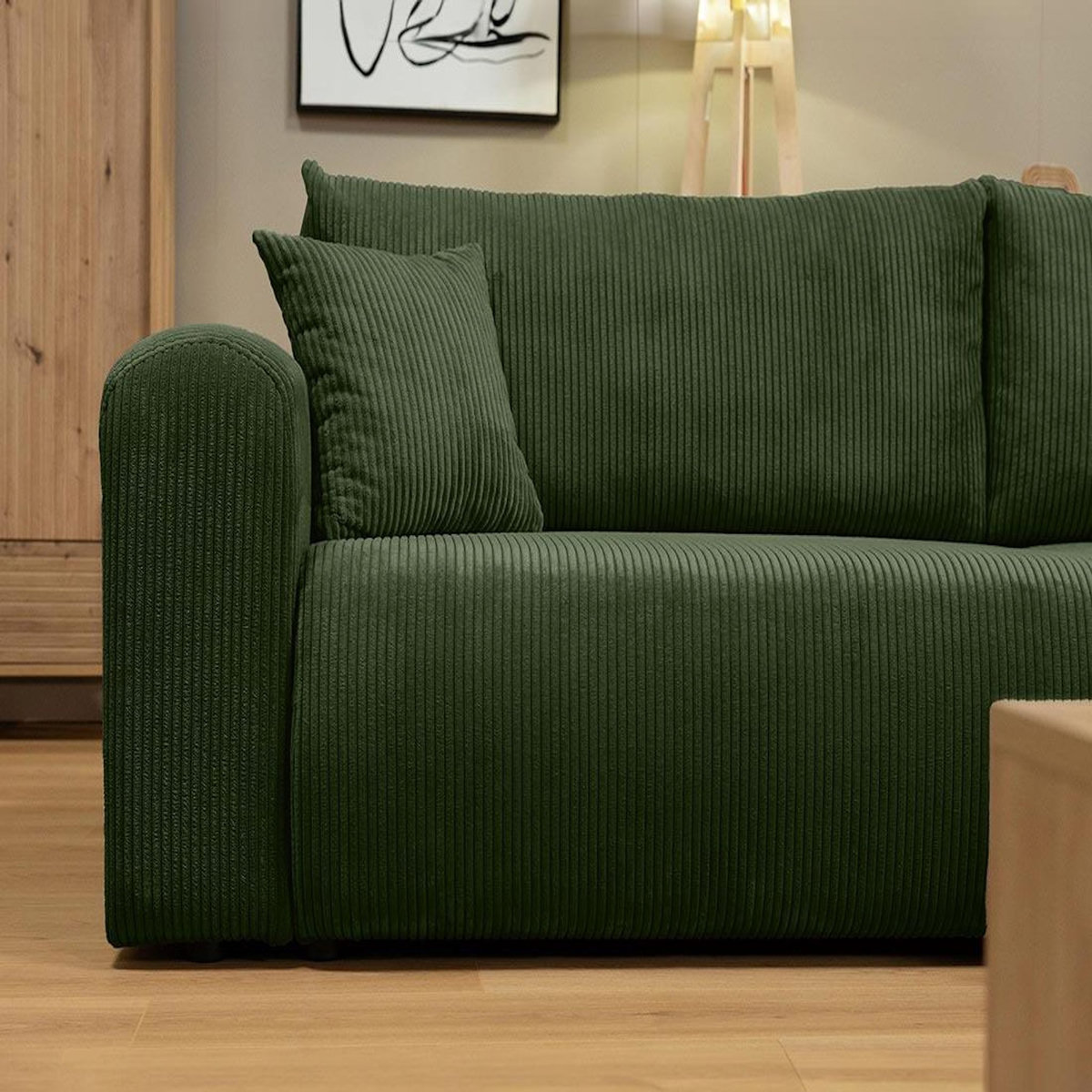 BEST MOBILIER Naomi - canapé d'angle réversible 4 places convertible avec coffre en velours côtelé