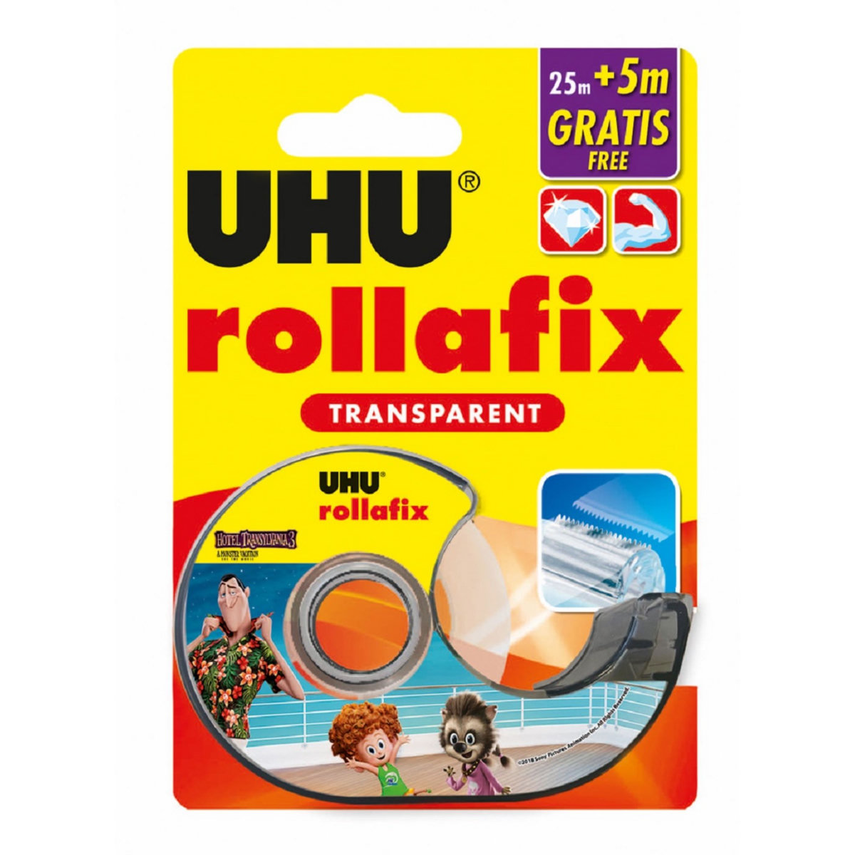 UHU Dévidoir avec rouleau Rollafix transparent 25m + 5m gratuits