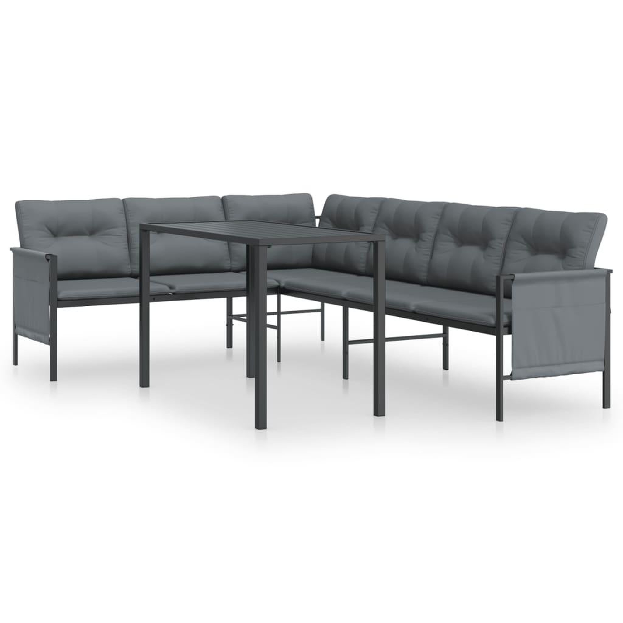 Voir la diapositive 2 : VIDAXL Ensemble a manger de jardin 2 pcs anthracite acier