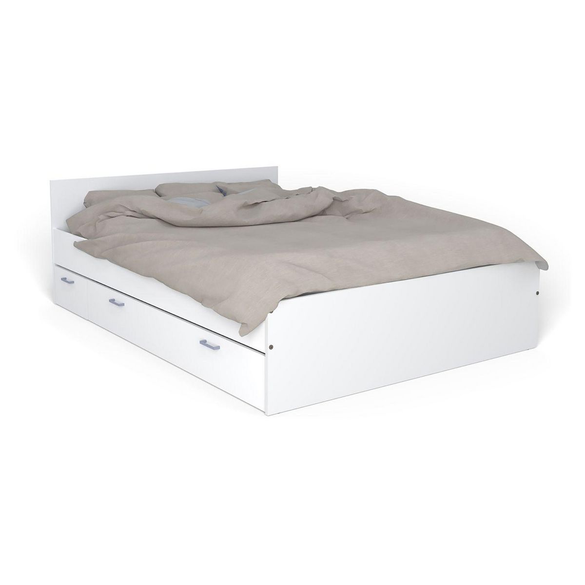 Lit blanc 160X190 1 chevet 1 tiroir BLAST