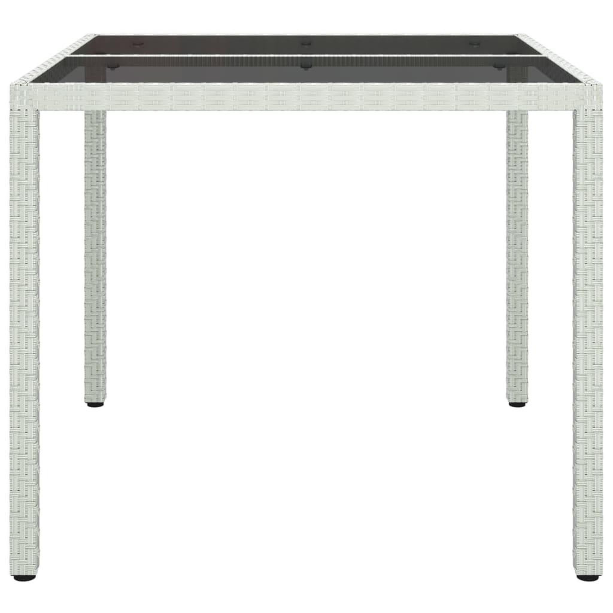Voir la diapositive 4 : VIDAXL Table de jardin 90x90x75cm Verre trempe et resine tressee Blanc