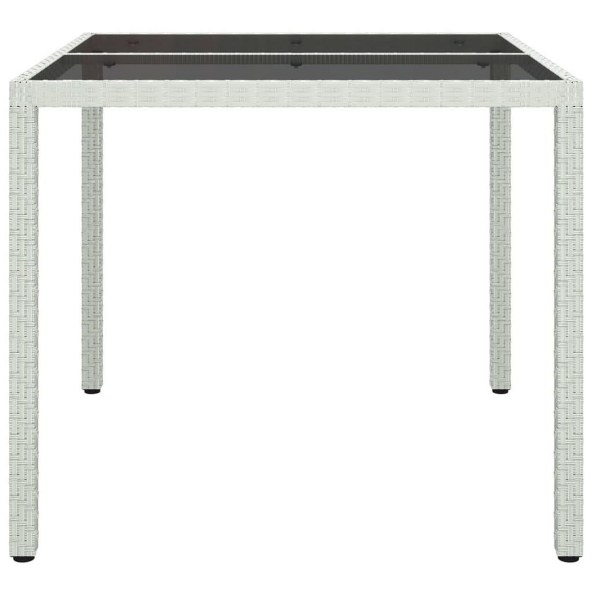VIDAXL Table de jardin 90x90x75cm Verre trempe et resine tressee Blanc