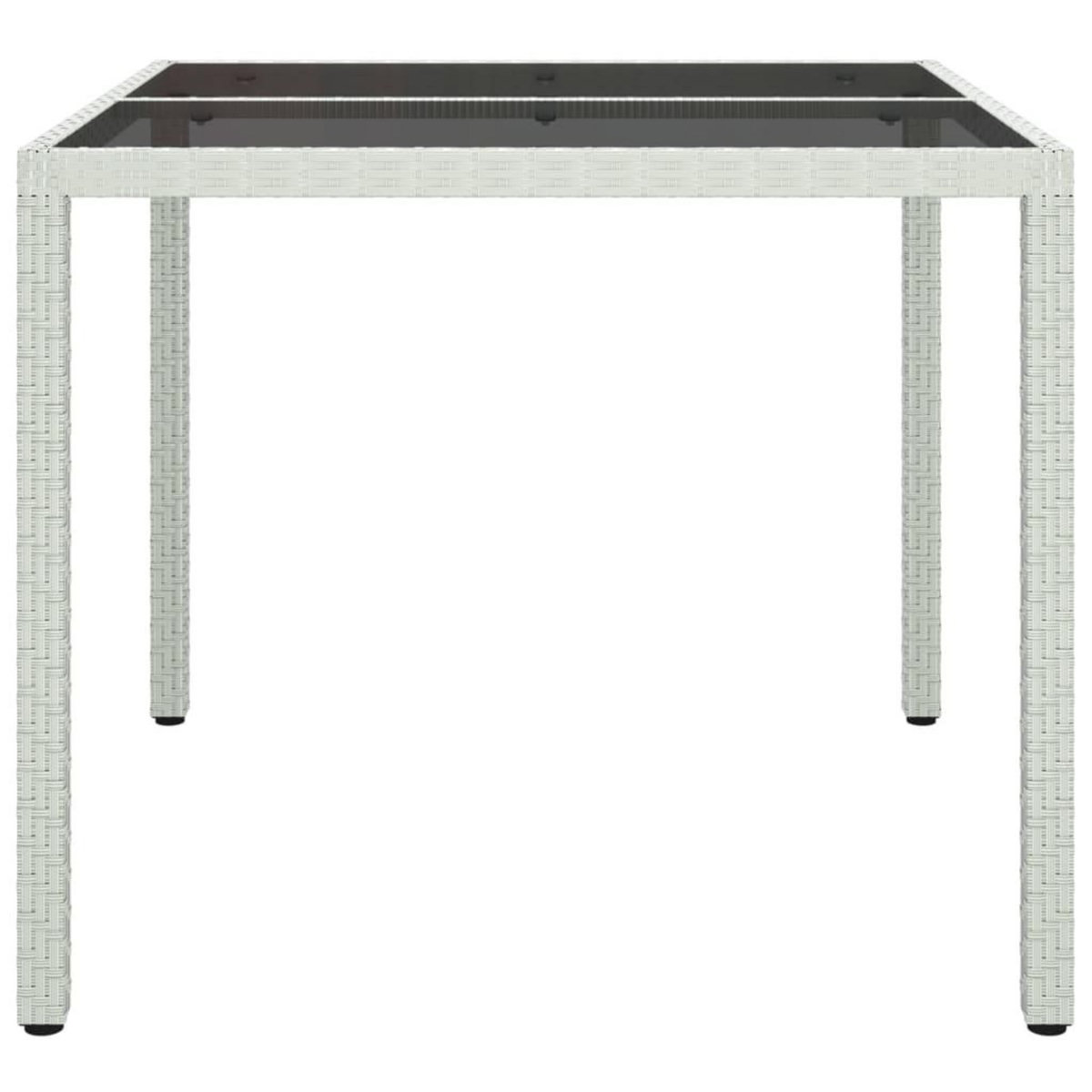 VIDAXL Table de jardin 90x90x75cm Verre trempe et resine tressee Blanc