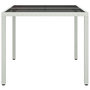 Voir la diapositive 4 : VIDAXL Table de jardin 90x90x75cm Verre trempe et resine tressee Blanc