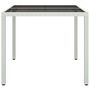 Voir la diapositive 4 : VIDAXL Table de jardin 90x90x75cm Verre trempe et resine tressee Blanc