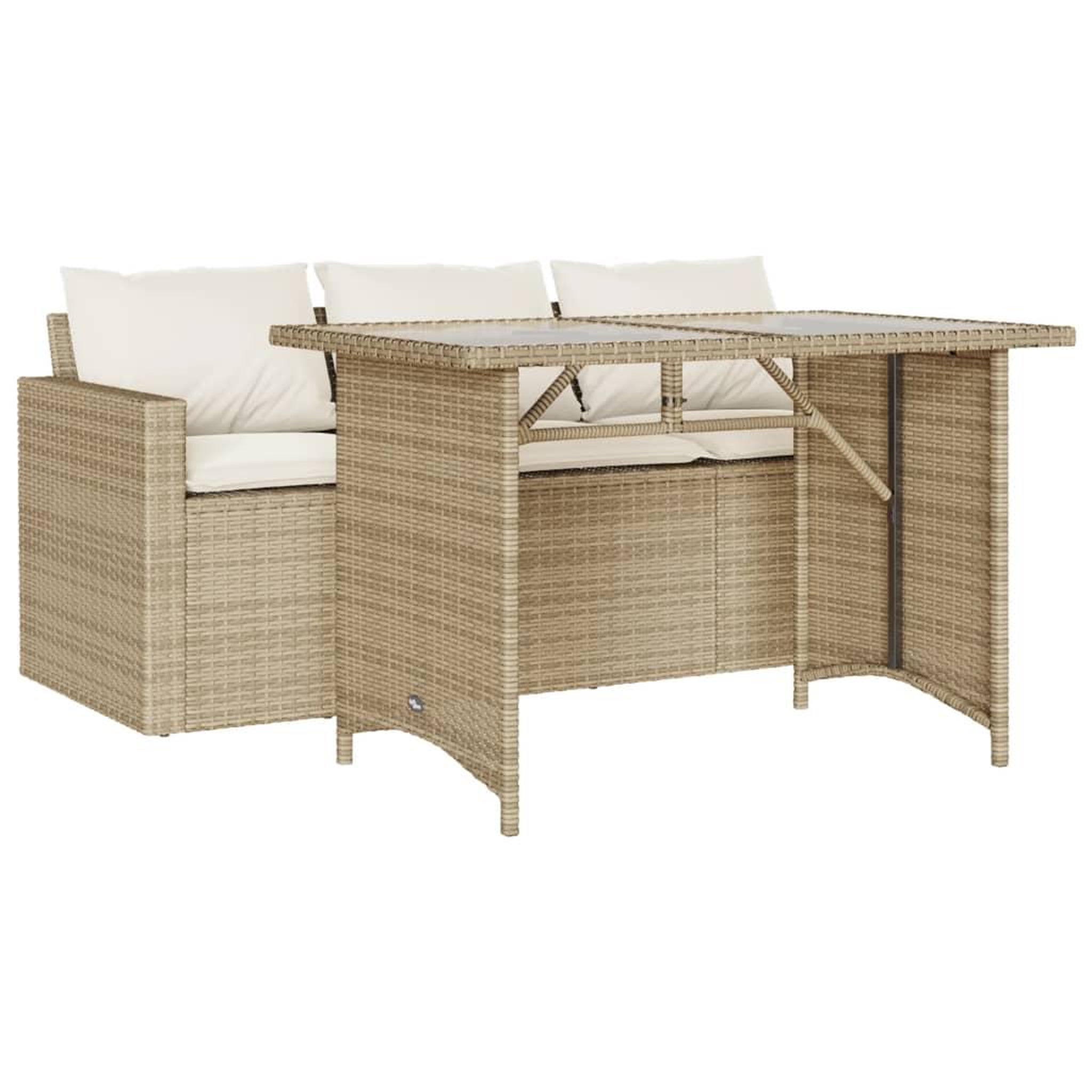Voir la diapositive 2 : VIDAXL Ensemble a manger de jardin et coussins 2 pcs beige poly rotin