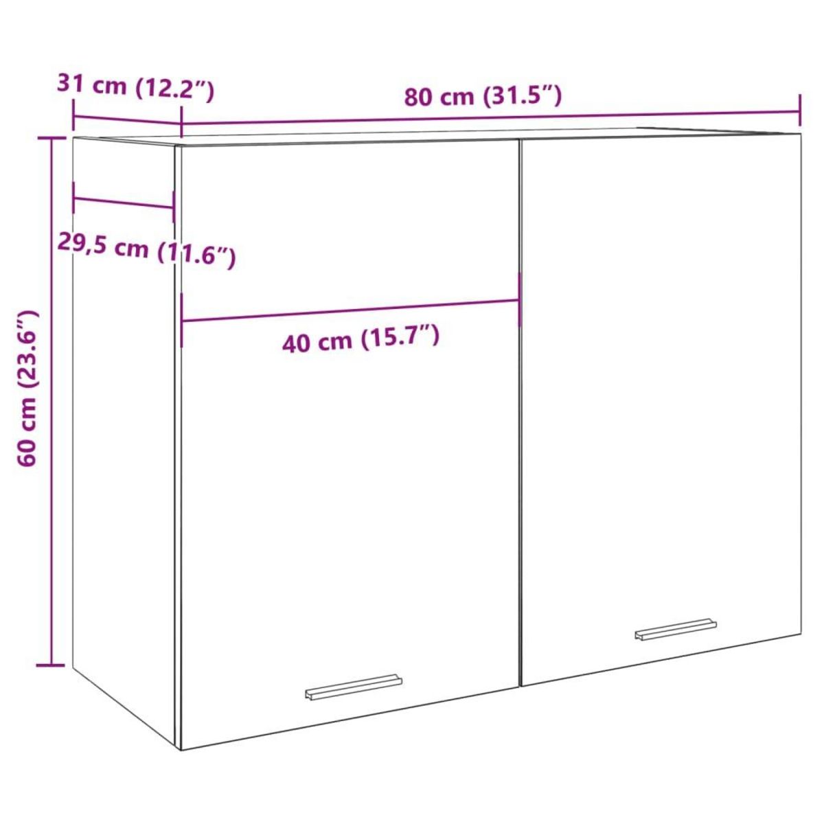 VIDAXL Armoire suspendue Gris beton 80x31x60 cm Agglomere