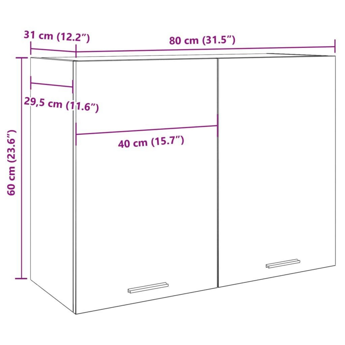 VIDAXL Armoire suspendue Gris beton 80x31x60 cm Agglomere