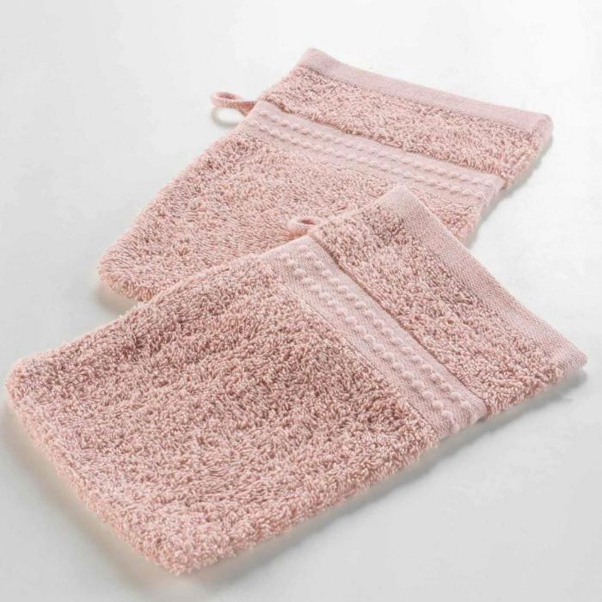 Paris Prix Lot de 2 Gants de Toilette  Excellence  15x21cm Rose Blush