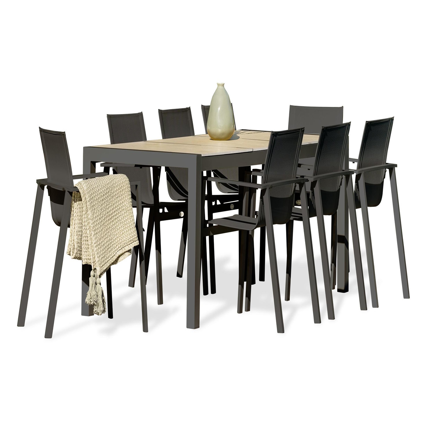 Dcb Garden Ensemble repas de jardin avec plateau céramique (8 places)