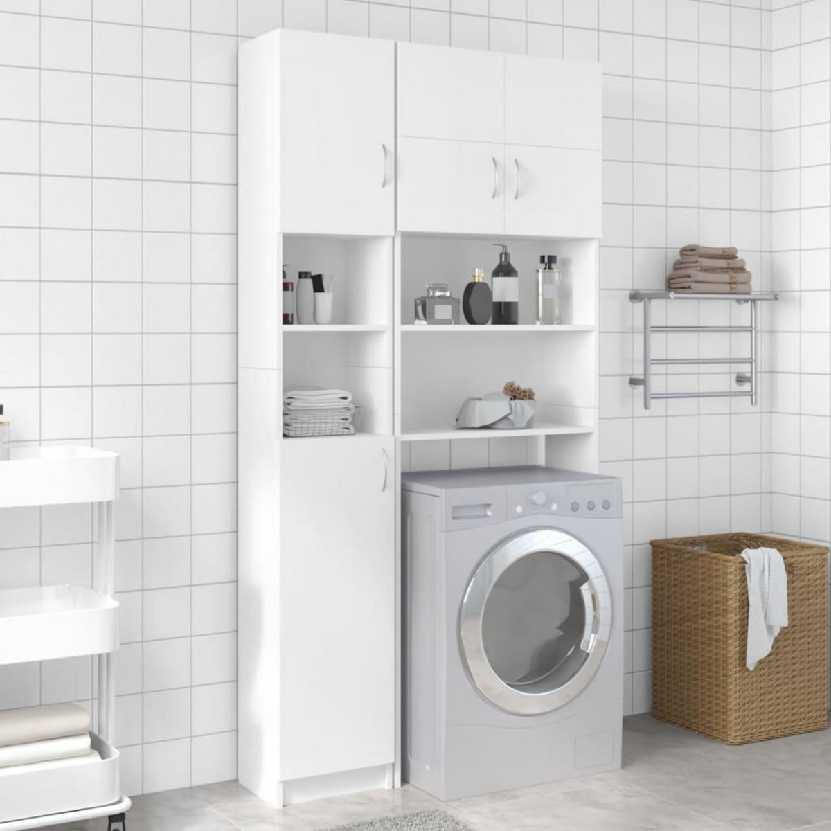 VIDAXL Ensemble de meuble pour machine a laver Blanc Bois d'ingenierie
