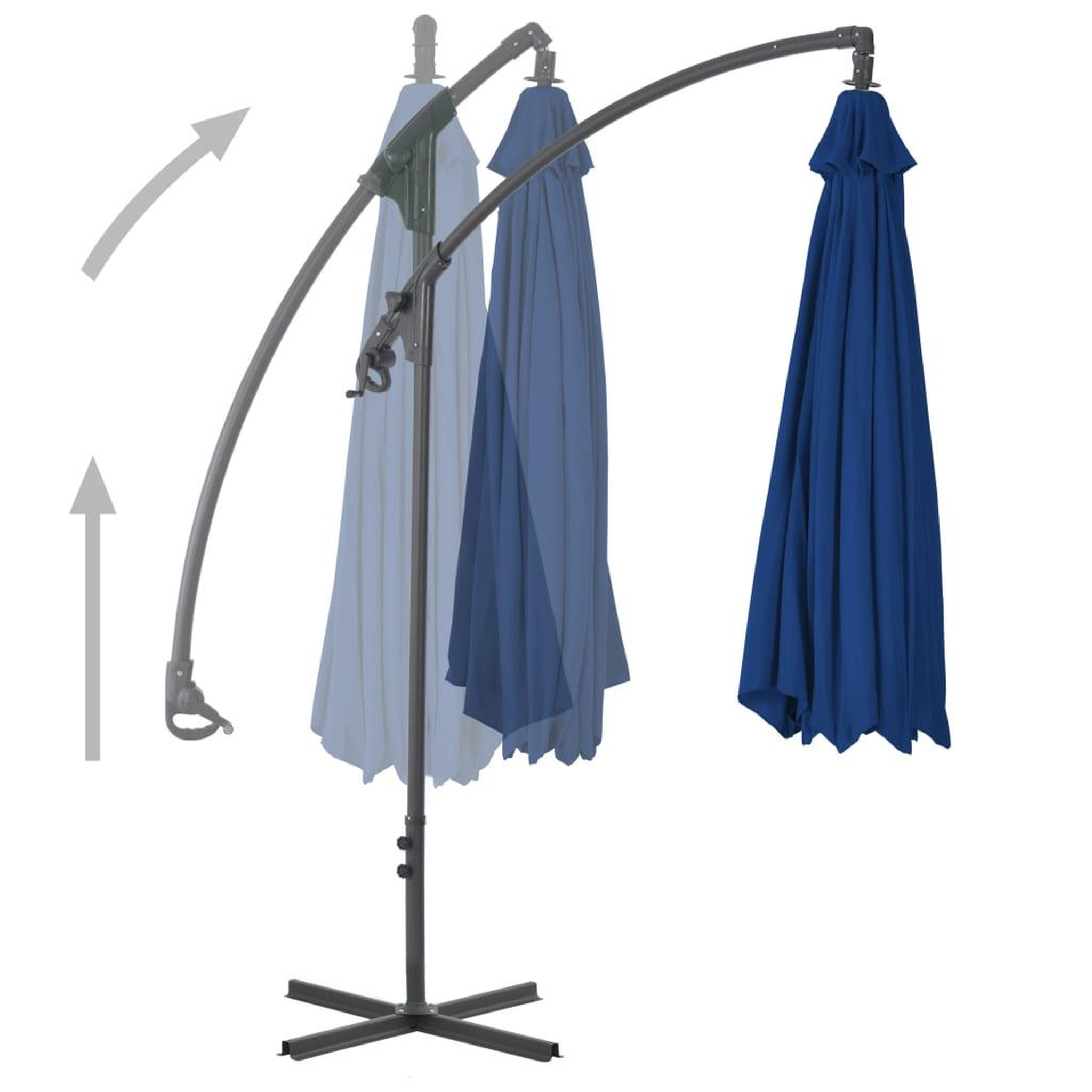 Voir la diapositive 2 : VIDAXL Parasol de jardin en porte-a-faux avec mat en acier azure