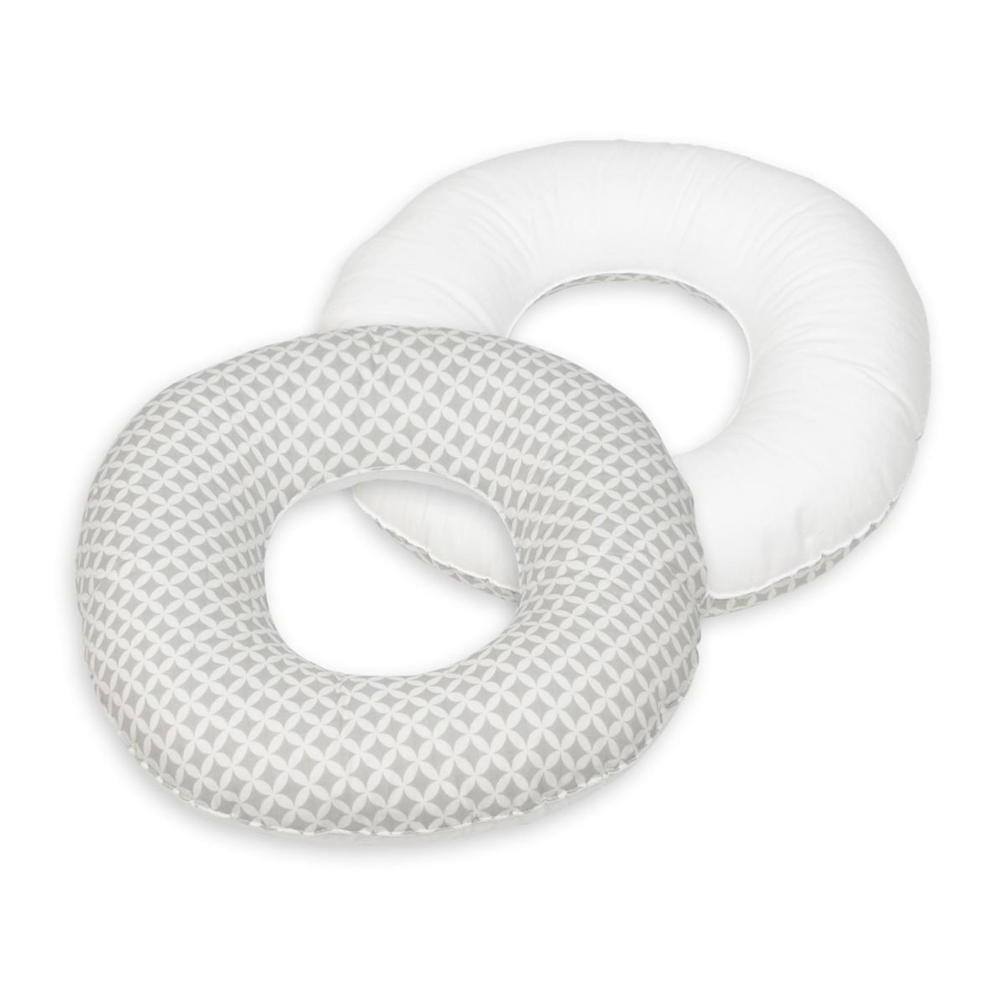 VELINDA Coussin rond post natal carreaux gris – blanc