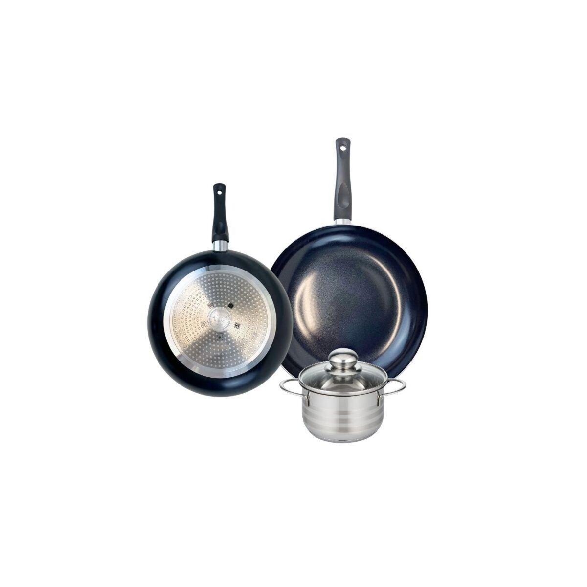 ELO Ensemble de 2 Poêles de cuisson 20 et 24 cm et 1 faitout 12 cm Elo Prima Brillant