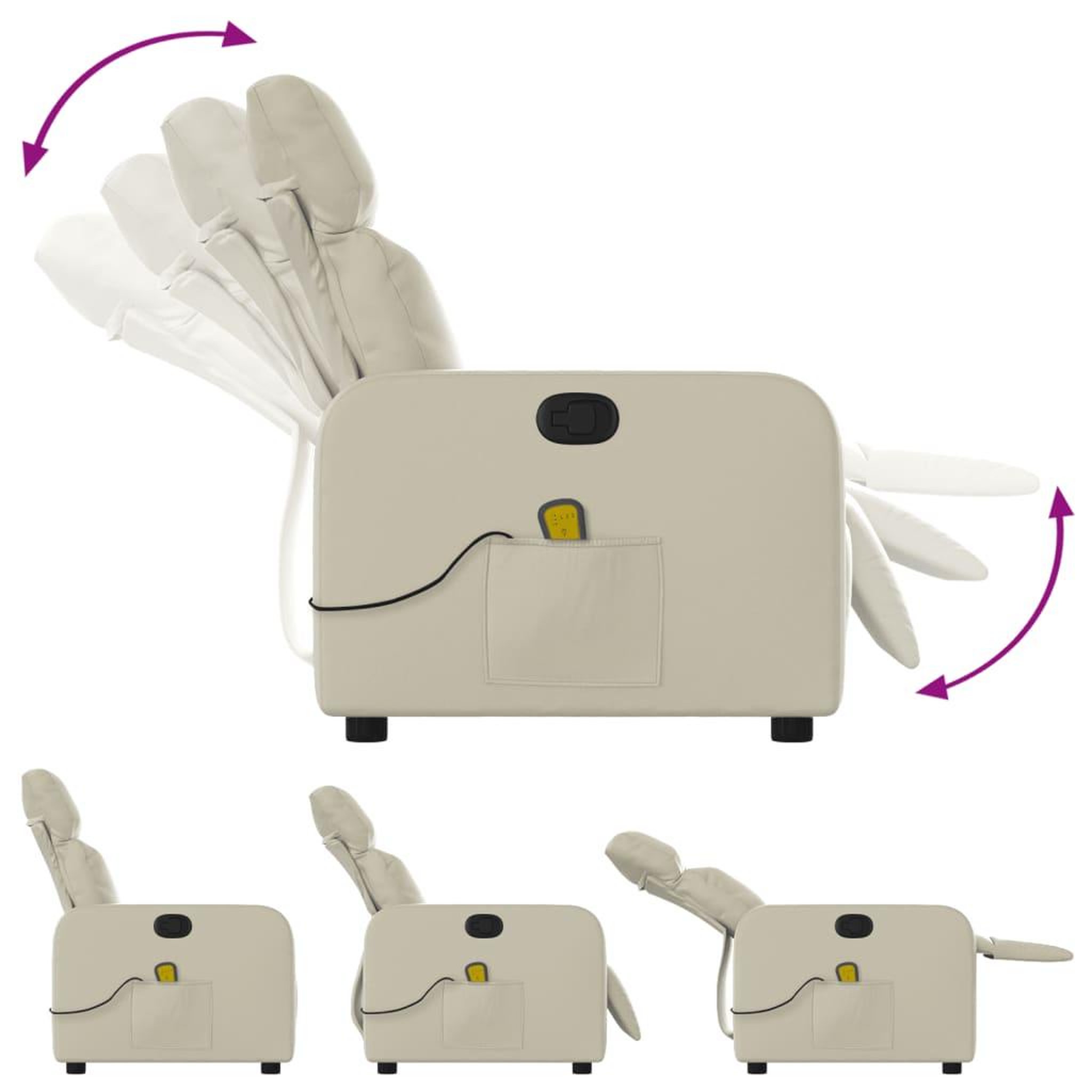 Voir la diapositive 5 : VIDAXL Fauteuil inclinable de massage Creme Similicuir
