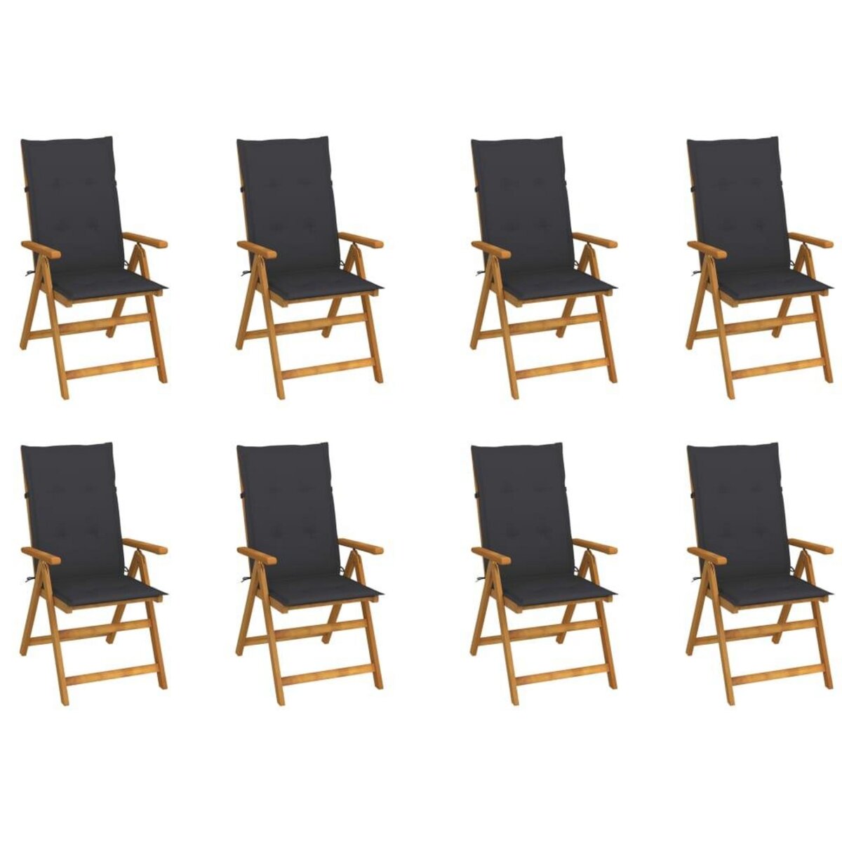 VIDAXL Chaises pliables de jardin avec coussins lot de 8 Bois d'acacia