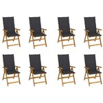 VIDAXL Chaises pliables de jardin avec coussins lot de 8 Bois d'acacia