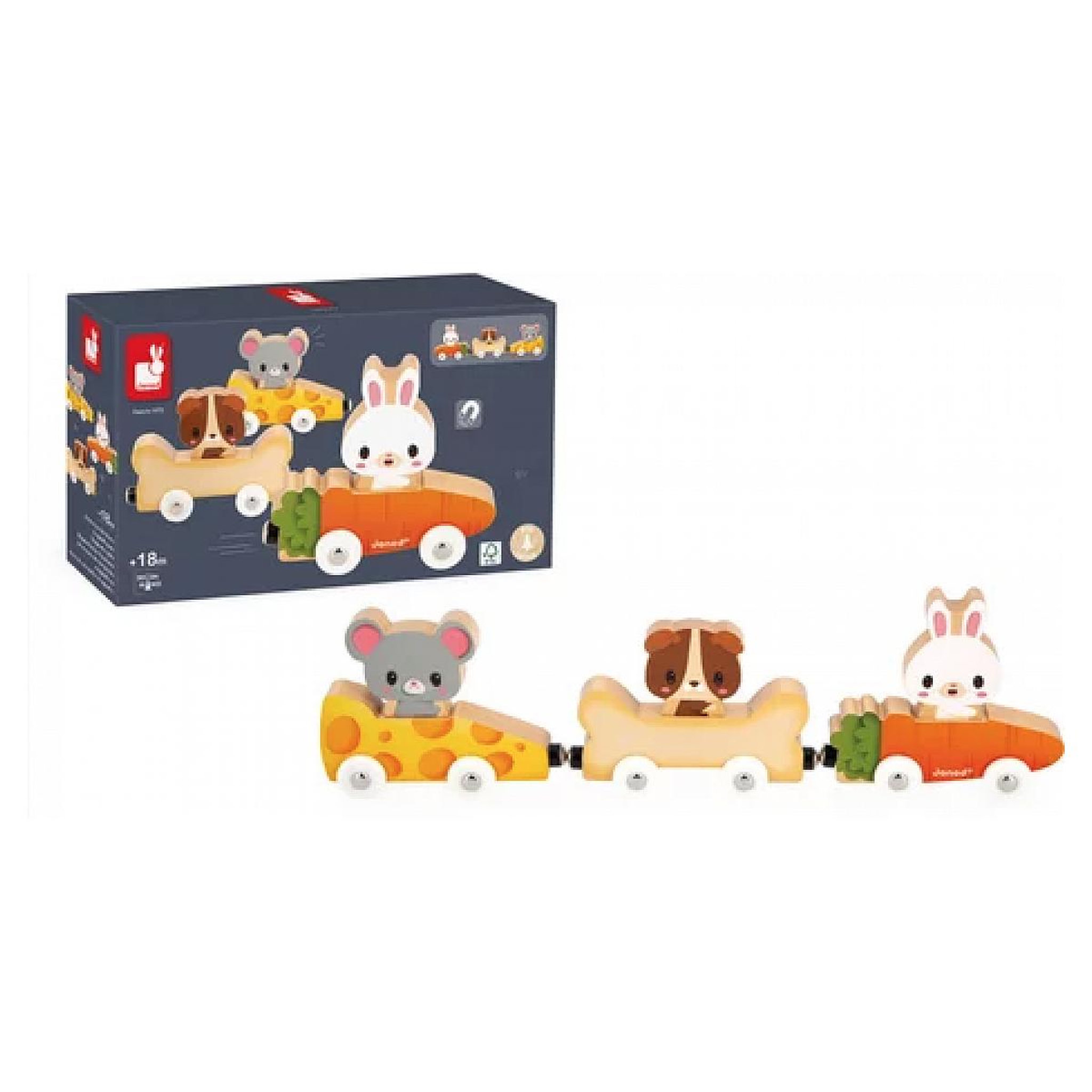 Juratoys-Janod La Ferme Familiers Magnetiques-Jouet d eveil-3 Vehicules + 3 Animaux