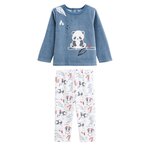 Petit Béguin Pyjama enfant 2 pièces en velours Tao. Coloris disponibles : Bleu