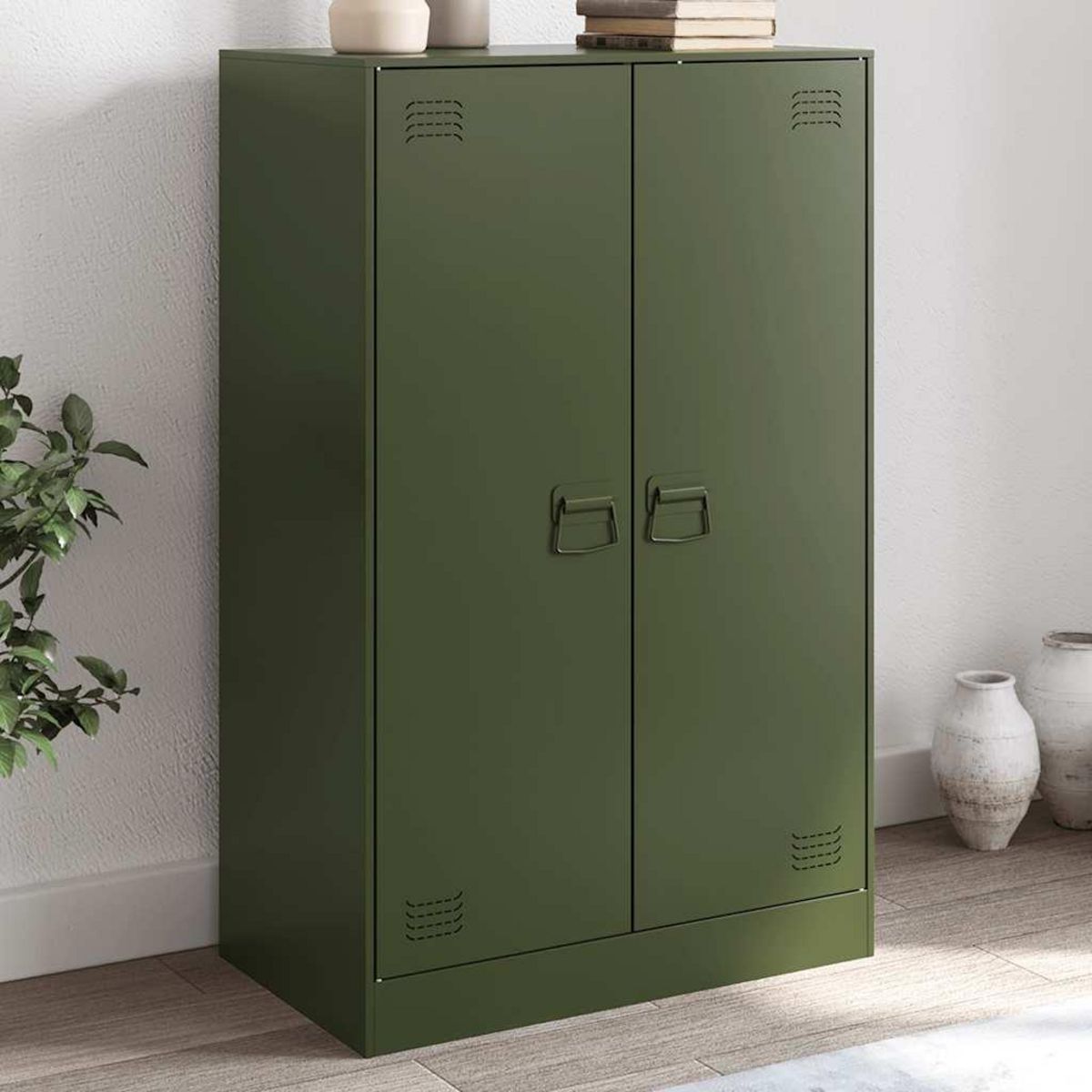 VIDAXL Buffet vert olive 67x39x107 cm acier