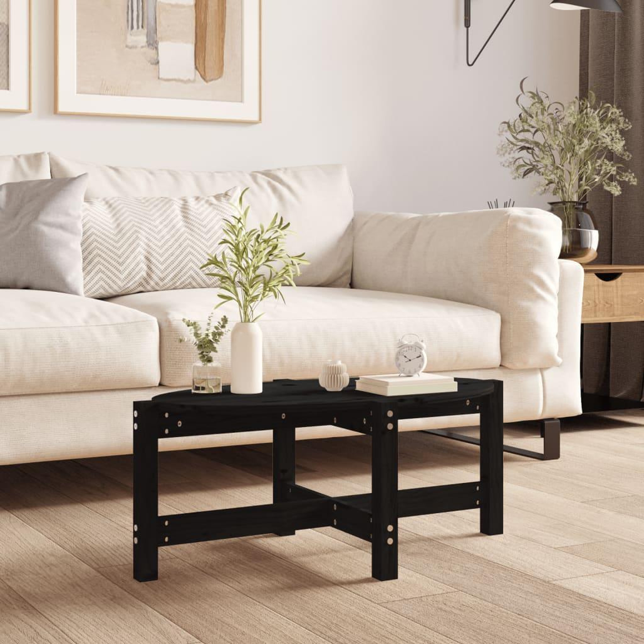 Voir la diapositive 1 : VIDAXL Table basse Noir 87x48x35 cm Bois massif de pin