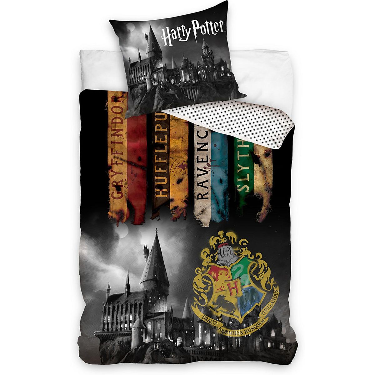 Home collection Parure housse de couette 140x200cm 100%coton 57fils harry potter ecole