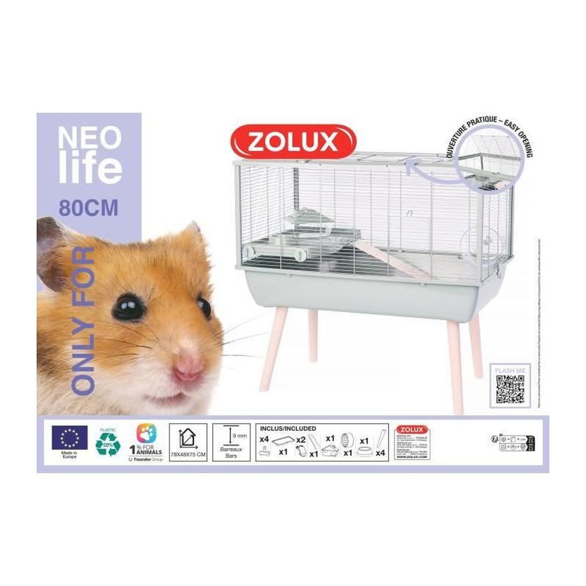 Voir la diapositive 2 : Zolux Cage rongeur surélevée - ZOLUX - Néolife - Pour hamster - 78 x 48 x 75 cm - Vert