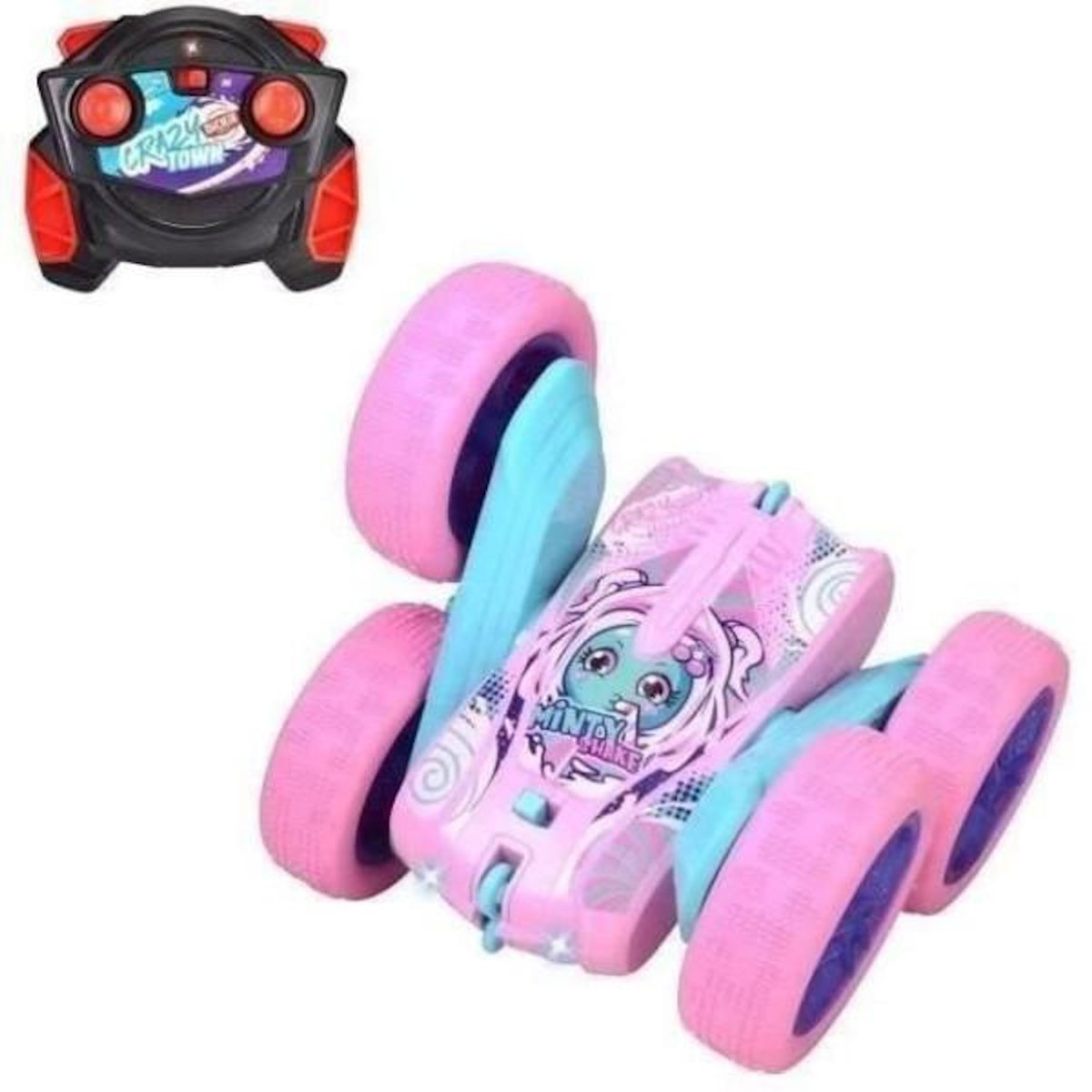 Dickie Toys Dickie - Véhicule Radiocommandé 16 cm - Flippy Berry Shaker - Rotation 360° - Rose - Piles Incluses - Des 6 ans