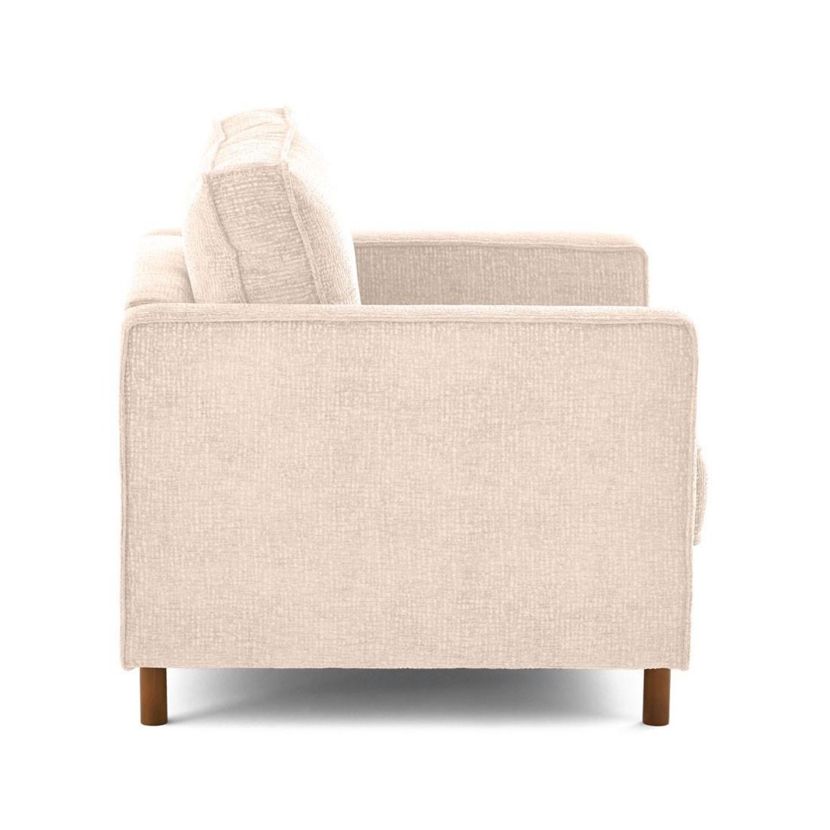 LISA DESIGN Jake - fauteuil en tissu velours relief - pieds en bois foncé