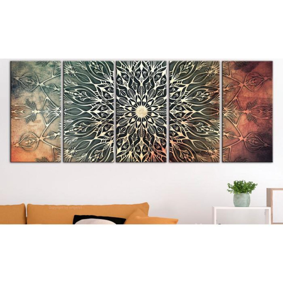 Paris Prix Tableau Imprimé 5 Panneaux  Center Narrow Green