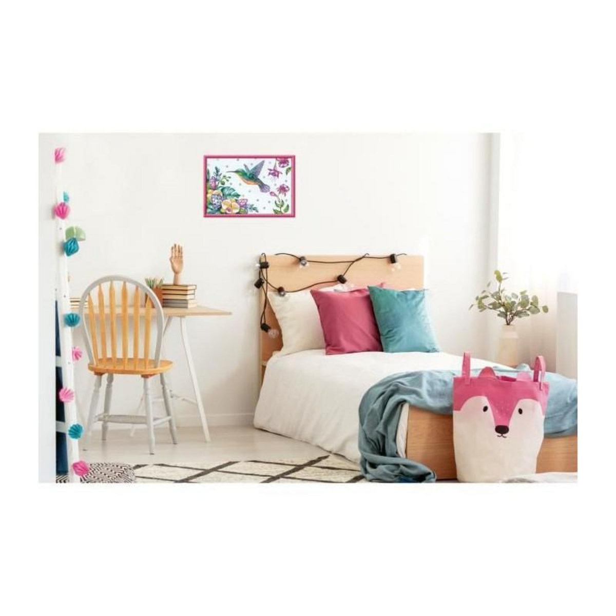 RAVENSBURGER CreArt Kids 31x21cm Colibri et fleurs exotiques, Kit de peinture par numéros Numéro d'Art, Des 7 ans, 25851, Ravensburger