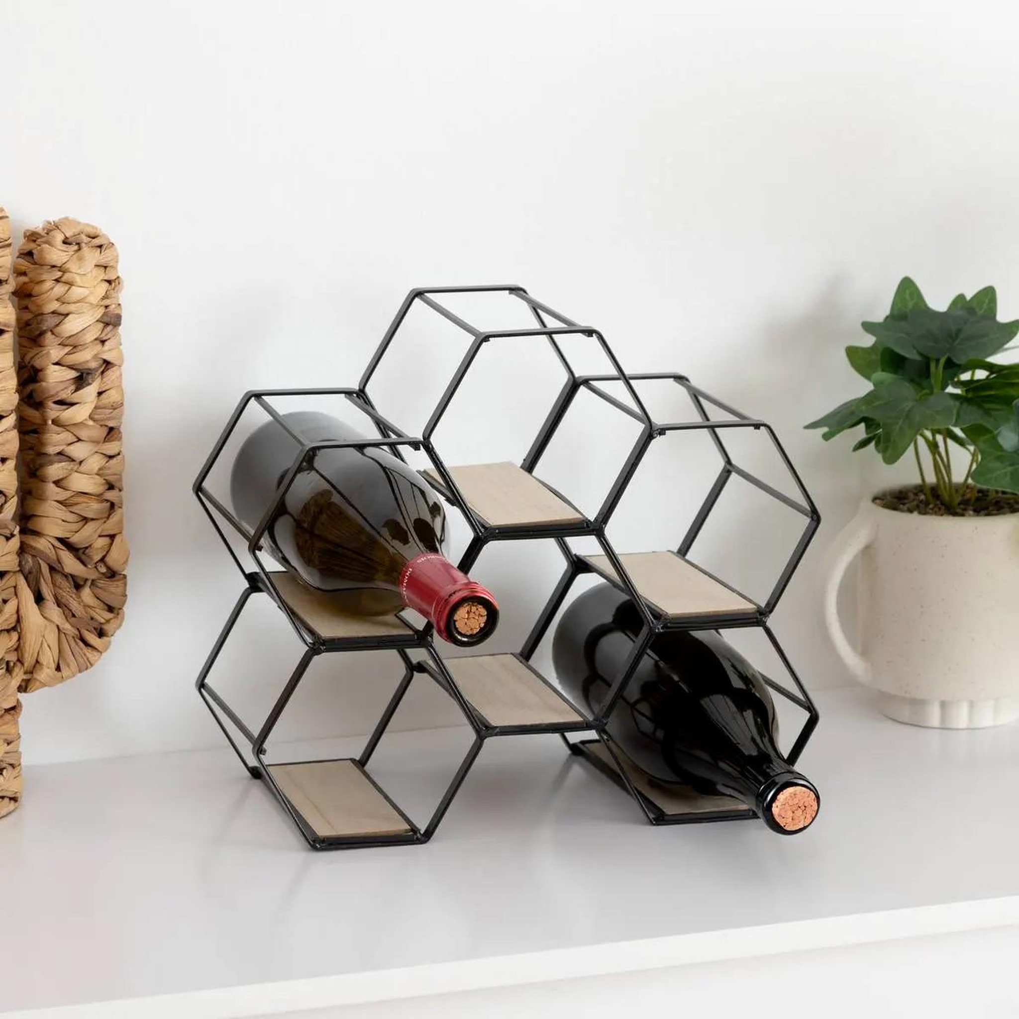Voir la diapositive 2 : ATMOSPHERA Porte-bouteilles 6 cases  arty  29cm noir