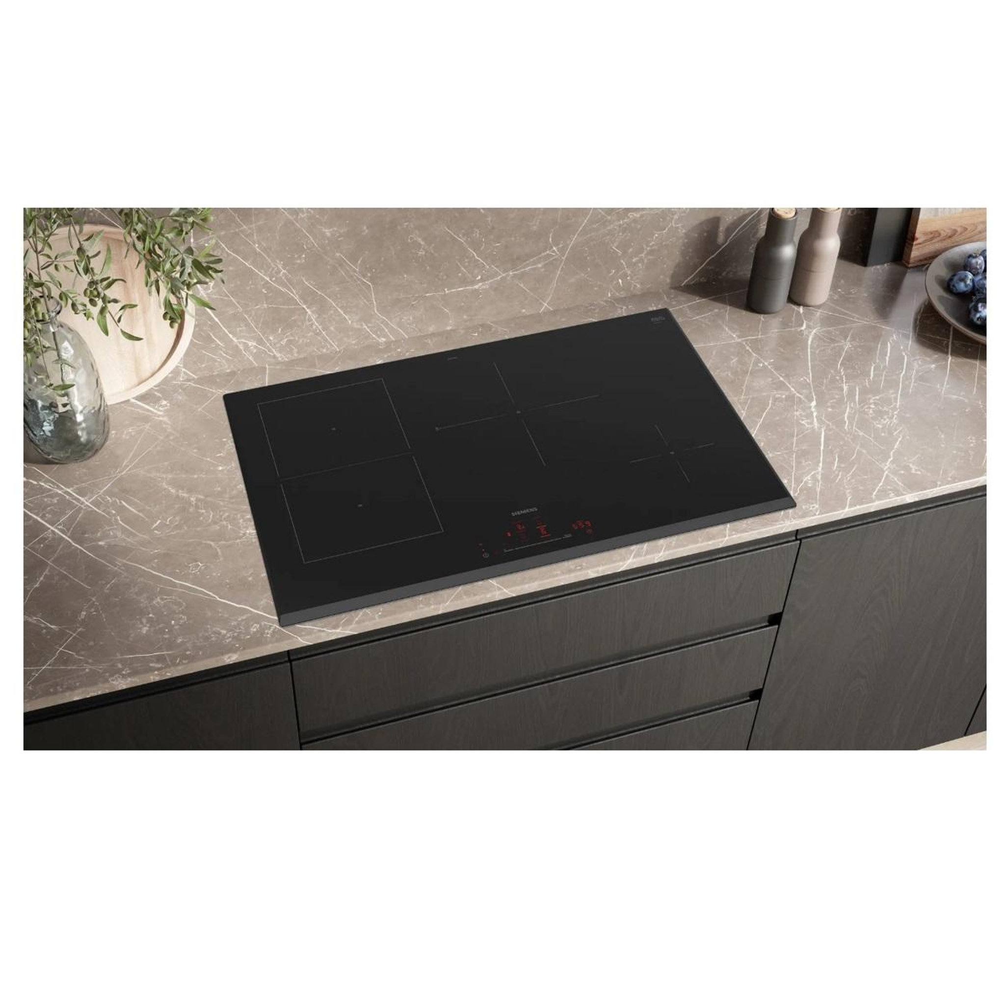 Voir la diapositive 4 : Siemens Table de cuisson induction 80cm 4 feux 7400w noir - ed851hsb1e