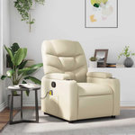 VIDAXL Fauteuil inclinable de massage Creme Similicuir