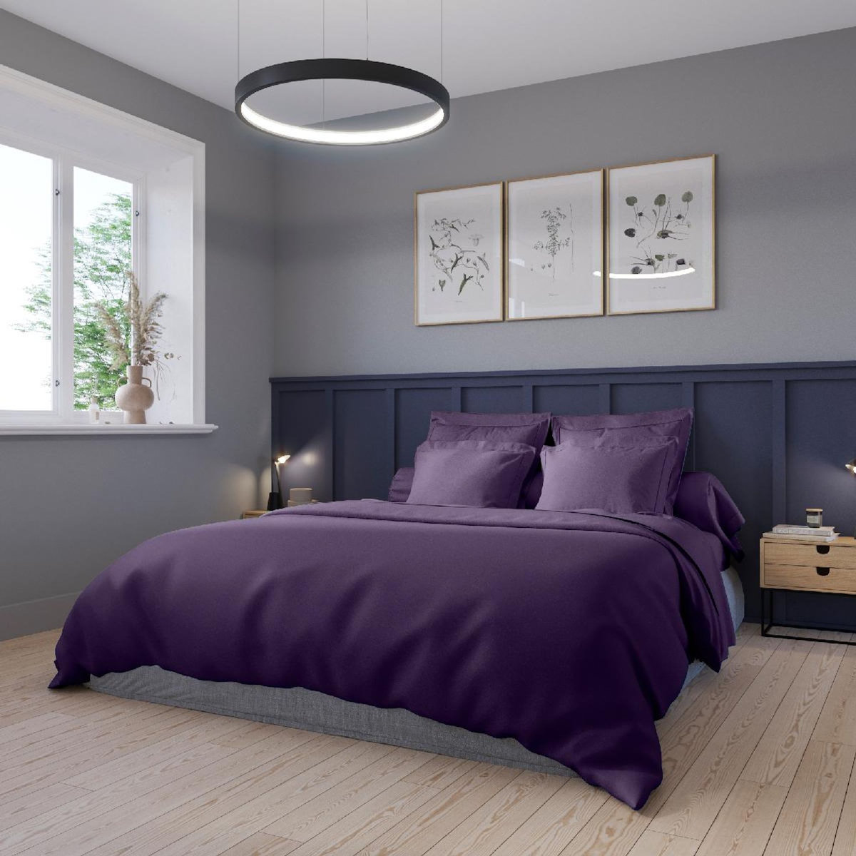 DODO Housse de couette Harmonie Satin de coton coloris Aubergine