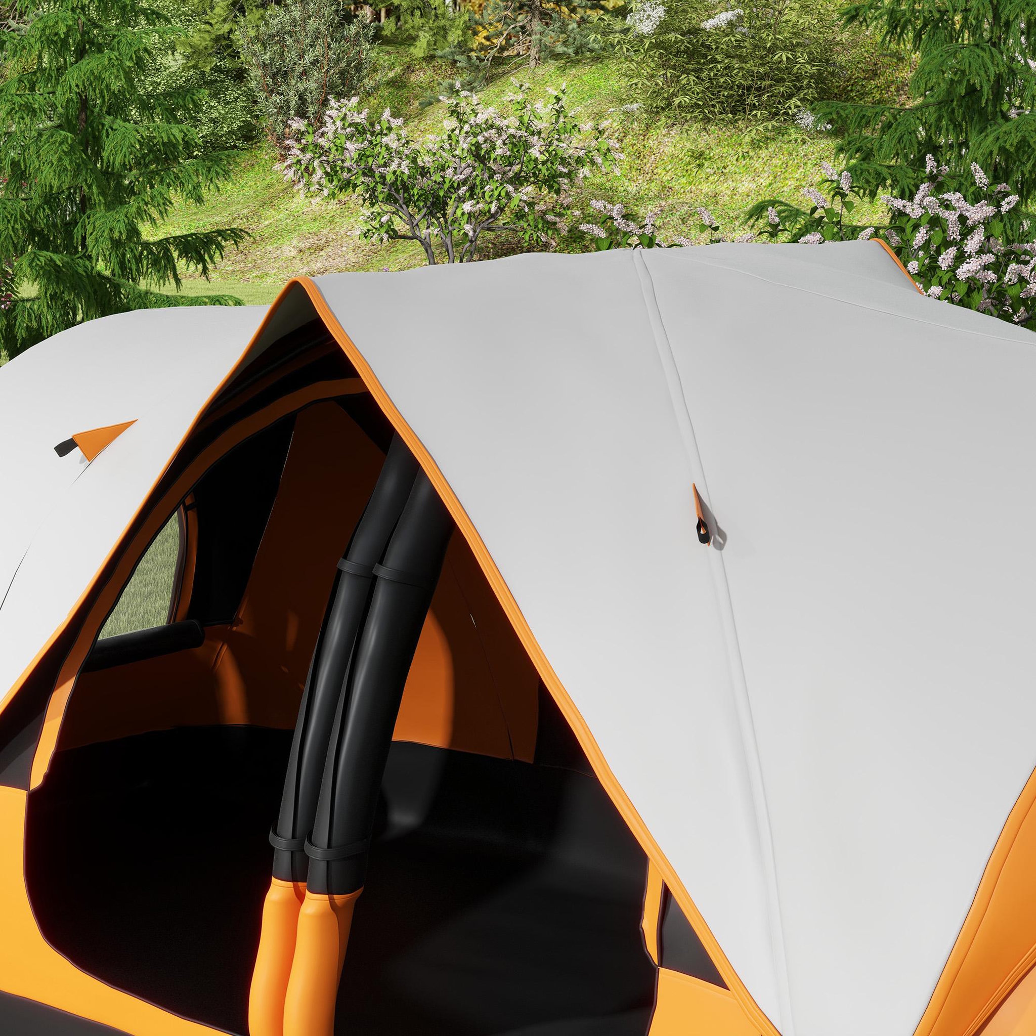 Voir la diapositive 4 : OUTSUNNY Tente de camping familiale 6-8 pers. Double toit étanche 2 000 mm moustiquaire sac de tranport orange