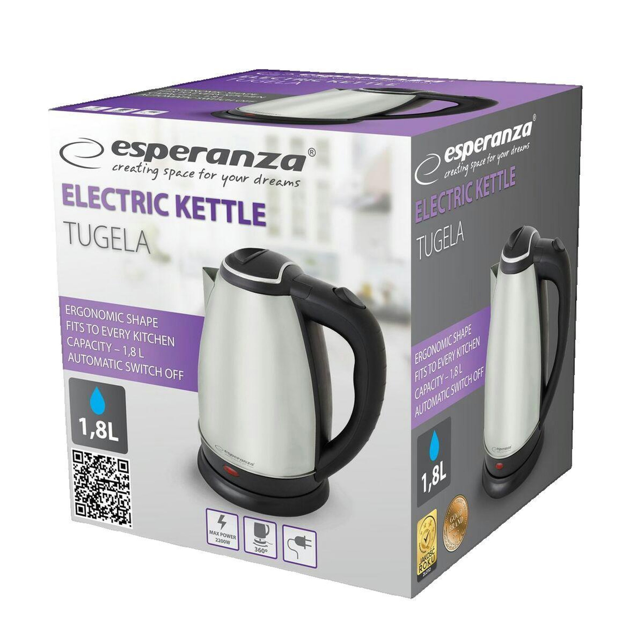 Voir la diapositive 2 : ESPERANZA Bouilloire Esperanza 1.8 l acier inoxydable
