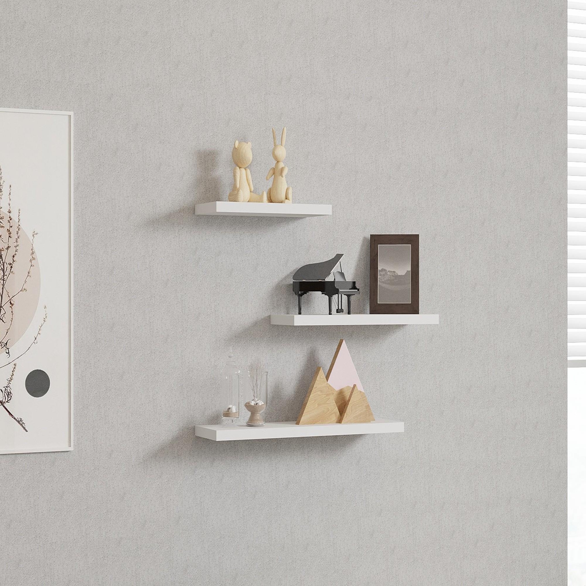 Voir la diapositive 2 : Habitat et Jardin Étagère murale en bois  leila  - 50 x 14 x 2 cm - blanc