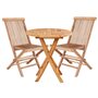 HOUSE NORDIC Table de jardin Ø 70 cm + 2 chaises en teck