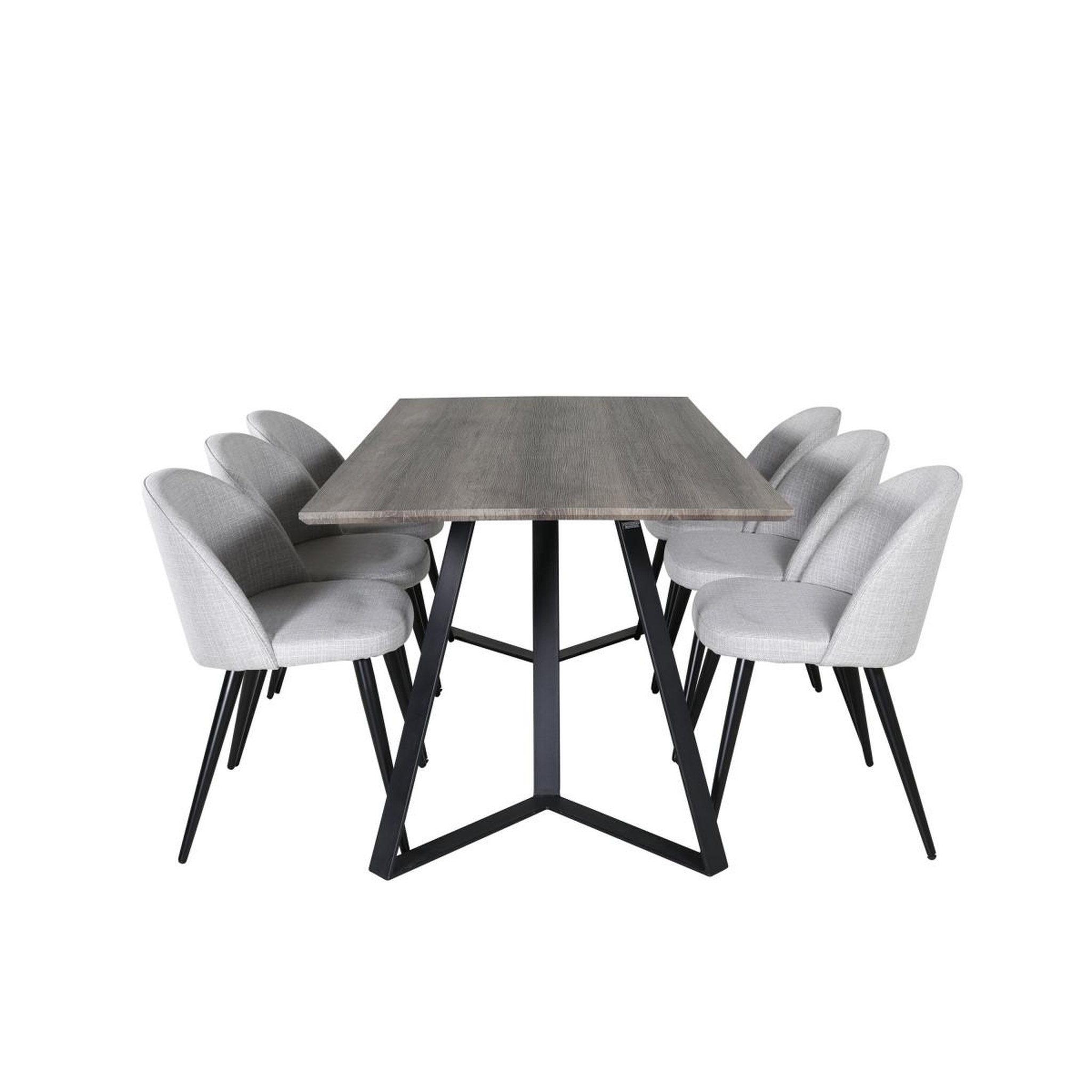 Voir la diapositive 2 : Paris Prix Ensemble table à manger & 6 chaises  marina & velvet  180cm naturel & gris clair