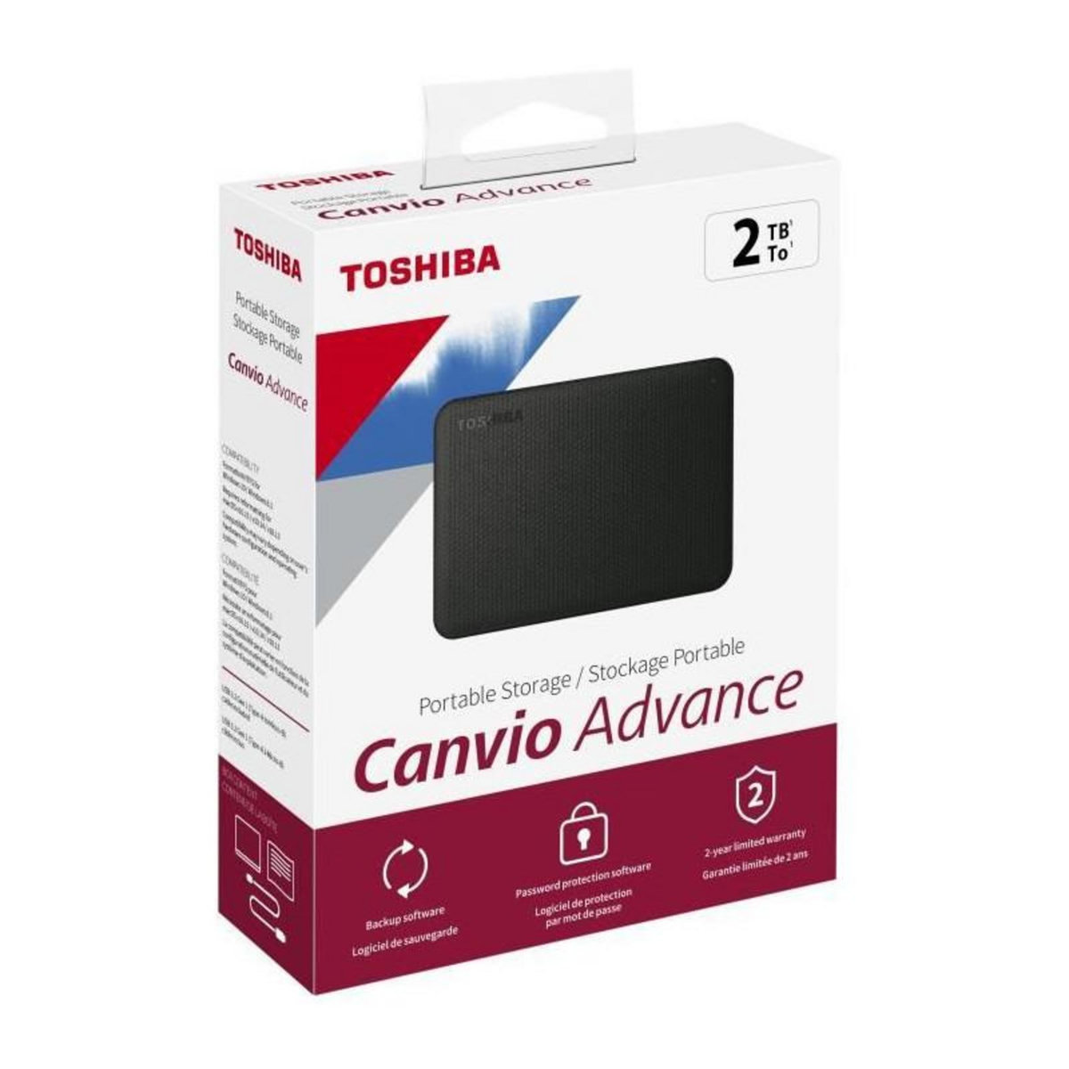 Toshiba Disque dur externe TOSHIBA Canvio Advence USB 3.2 Gen 1 - 2 To - Noir