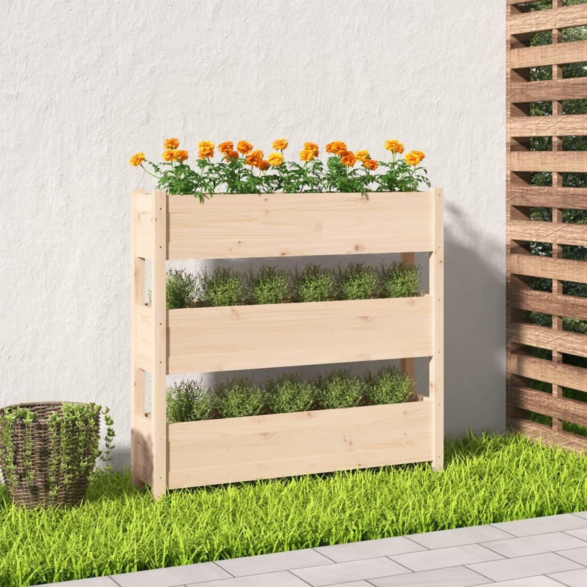 VIDAXL Jardiniere 112x25x104,5 cm Bois massif de pin