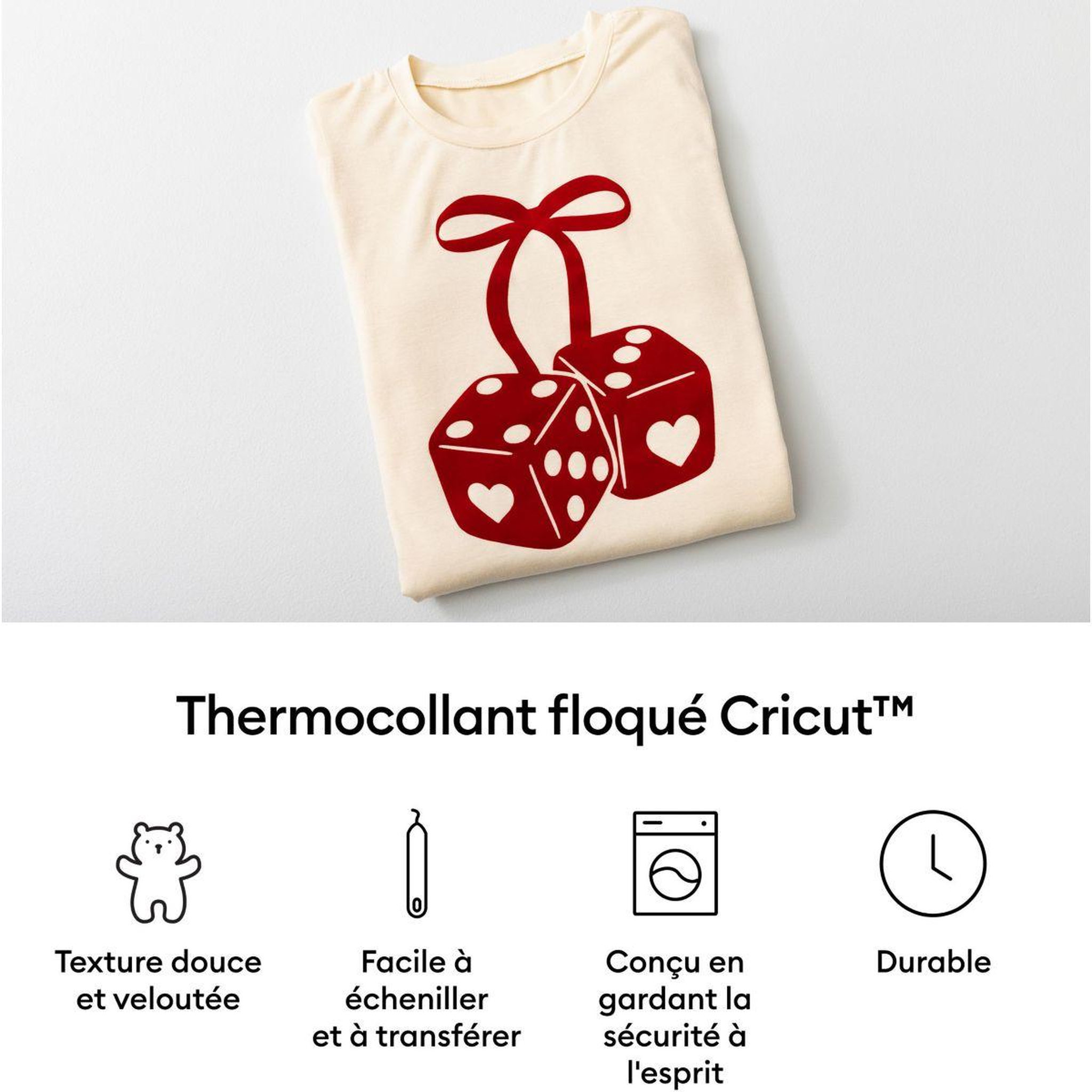 Voir la diapositive 3 : CRICUT Accessoire flocked iron on black