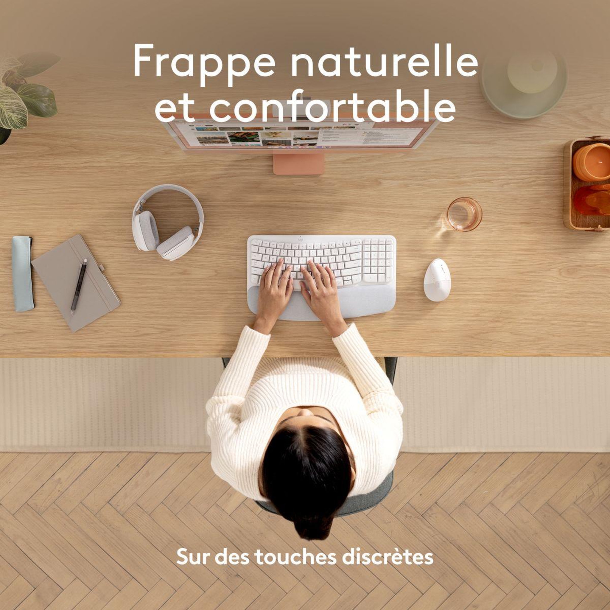 Voir la diapositive 3 : Logitech Clavier sans fil wave keys for mac ergonomique