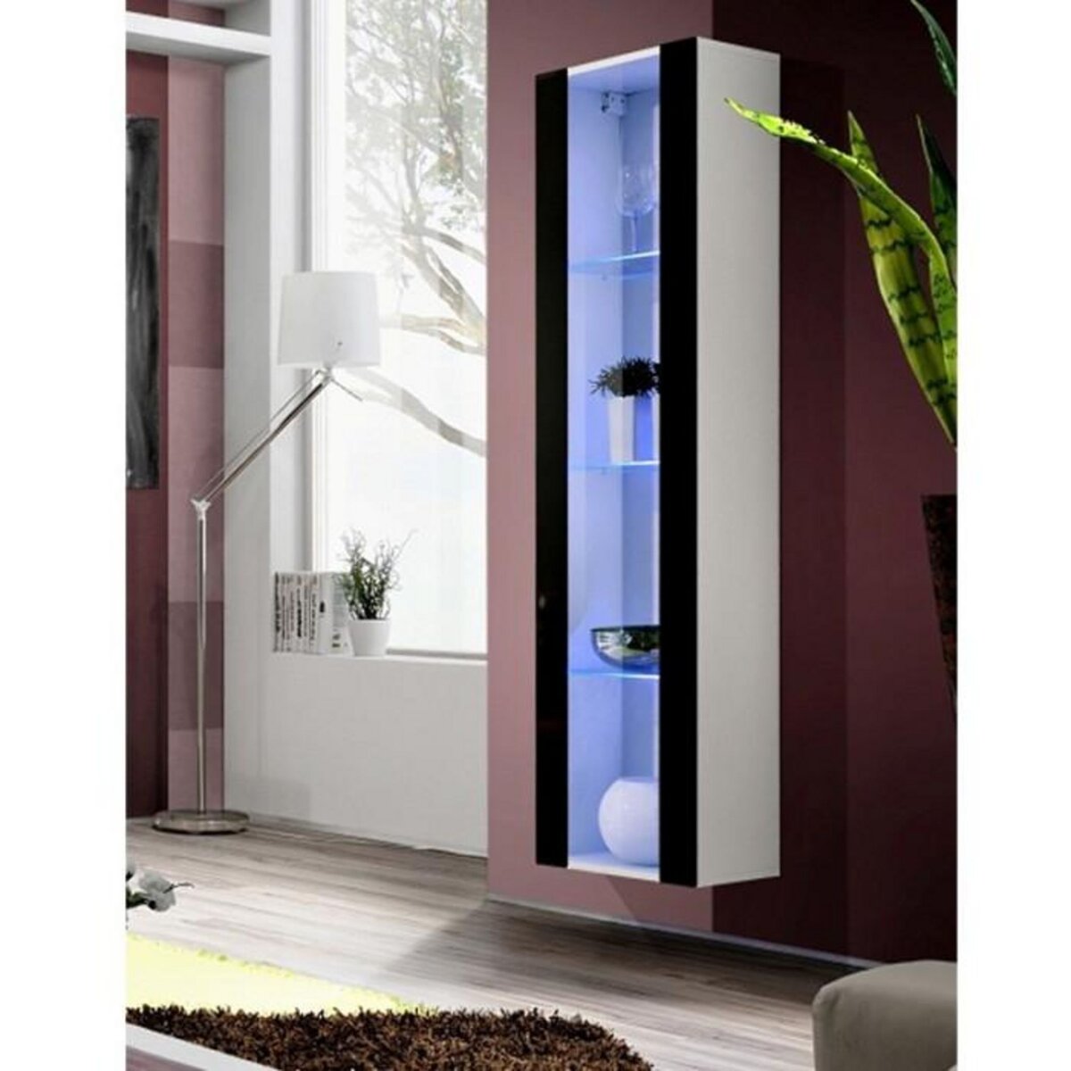 Paris Prix Vitrine LED Murale Design  Fly II  170cm Noir & Blanc