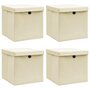 Voir la diapositive 1 : VIDAXL Boîtes de rangement a couvercles 4 pcs Creme 32x32x32 cm Tissu