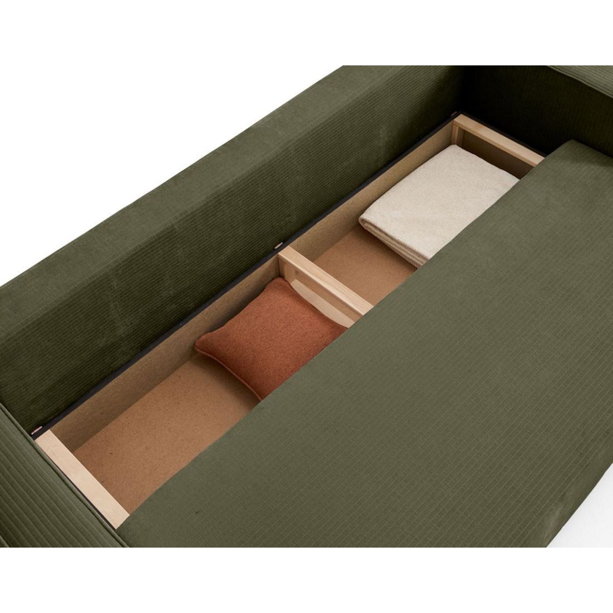 BEST MOBILIER Topaze - canapé 3 places - convertible avec coffre - en velours côtelé plat