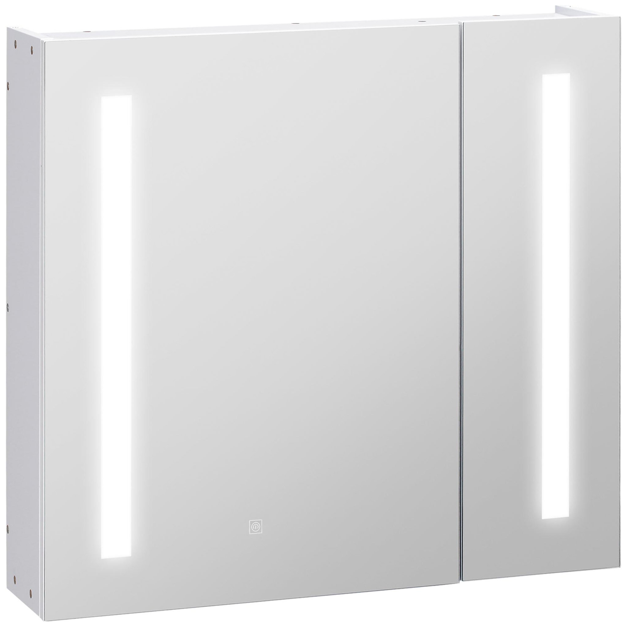 KLEANKIN Armoire de toilette miroir lumineux led 2 portes 3 niv. Blanc