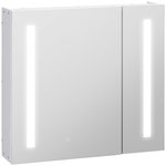 KLEANKIN Armoire de toilette miroir lumineux LED 2 portes 3 niv. blanc